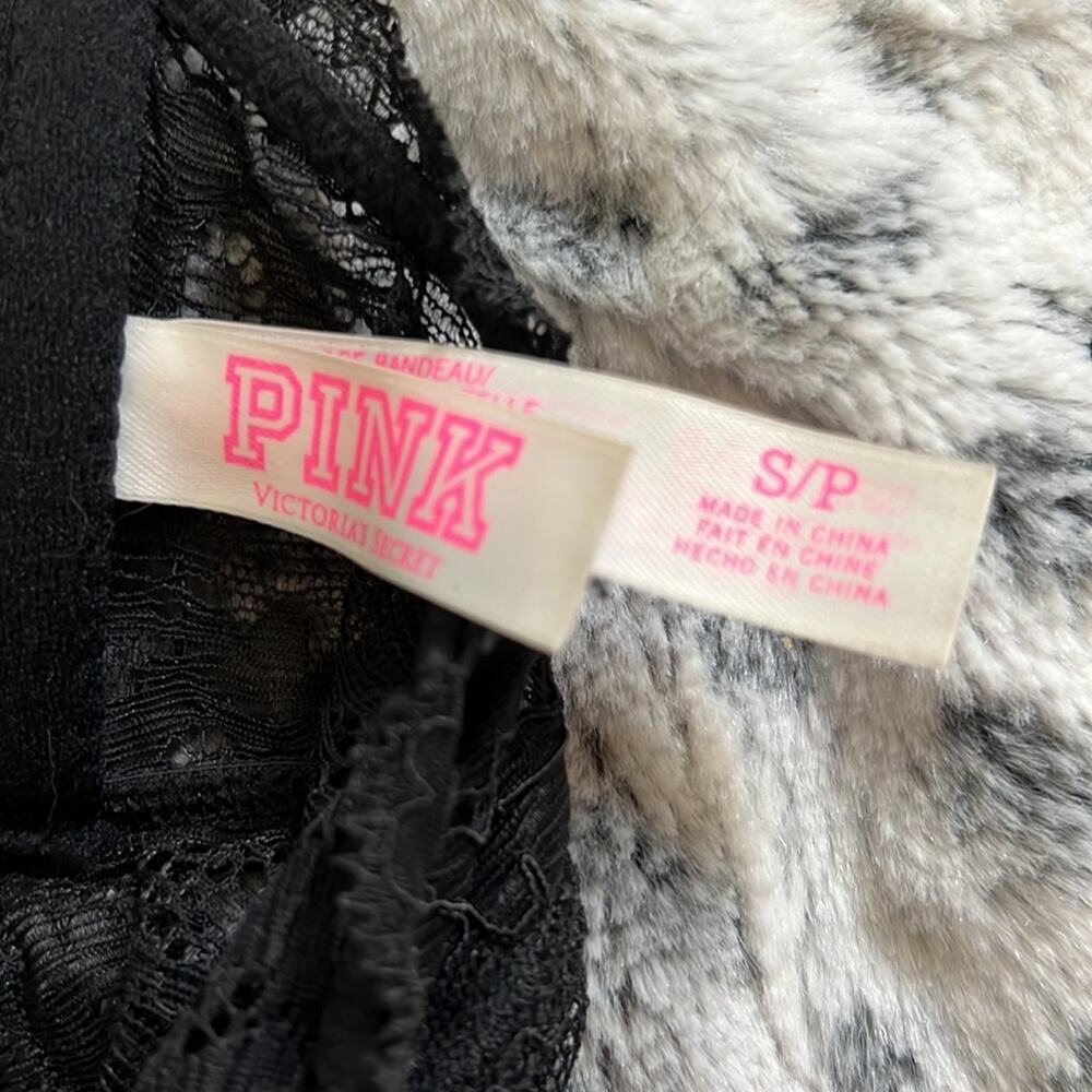 VTG Victoria’s‎ Secret PINK black lace bandeau bra sz S - Picture 5 of 7